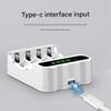 Зарядная станция с портом USB Type C для NiMH аккумуляторов, 4 слота, ЖК-экран, для перезаряжаемых аккумуляторов 2А и 3А, выход 1800 мА 900 мА