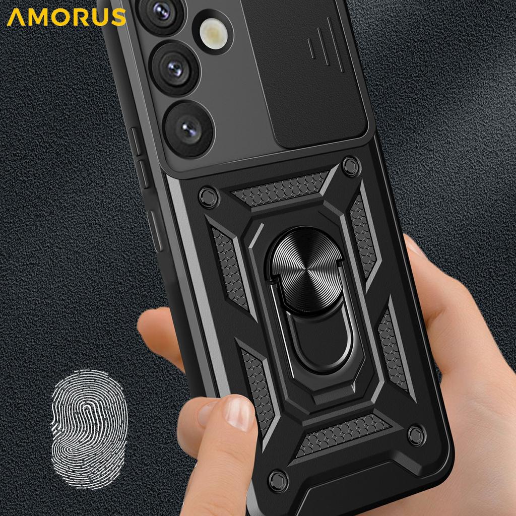 For Samsung Galaxy S26+ Case with Slide Camera Lid PC + TPU Kickstand Phone Cover