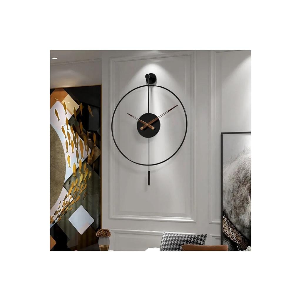(средний размер) Черный Tiktok - орех, 35 см, часовая и минутная стрелка, современные декоративные металлические настенные часы с маятником