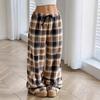 Новые Осенне-зимние Толстые Клетчатые Повседневные Модные Свободные Широкие Плюшевые Пижамные Штаны