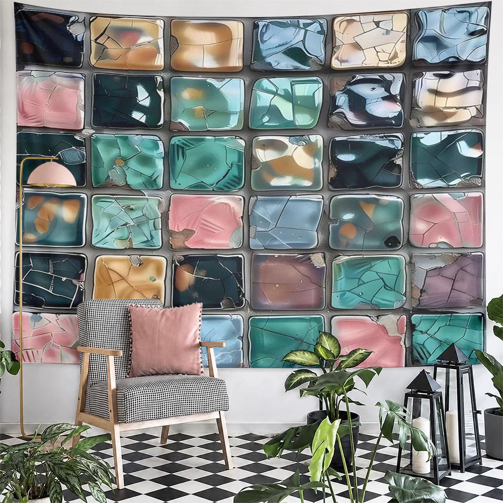 Colorful Cracked Mosaic Patterns Pattern Wall Hanging Tapestry Decorative Tapestry Home Decor for Bedroom and Living Room