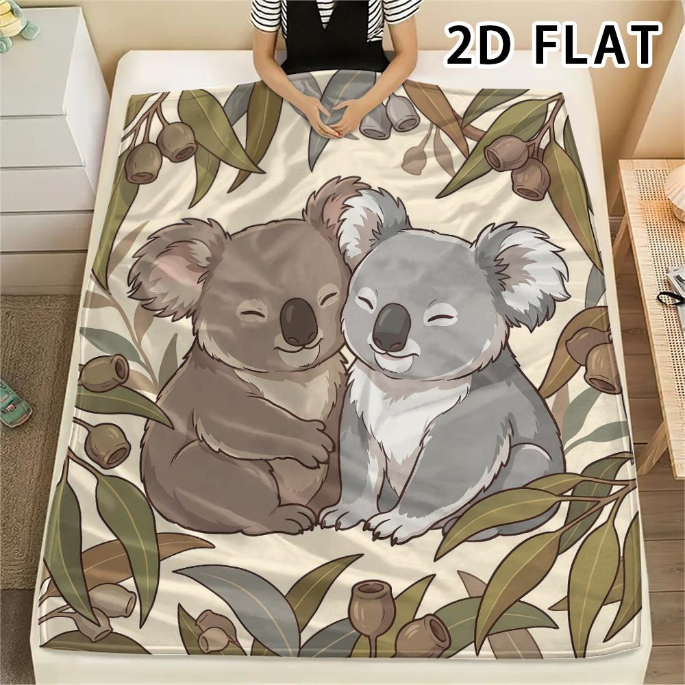 1Pc Koala Print Flannel Blanket,High quality Comfortable for All Seasons,Home Decor,Warmth and Comfort,Perfect for Christmas Gifts