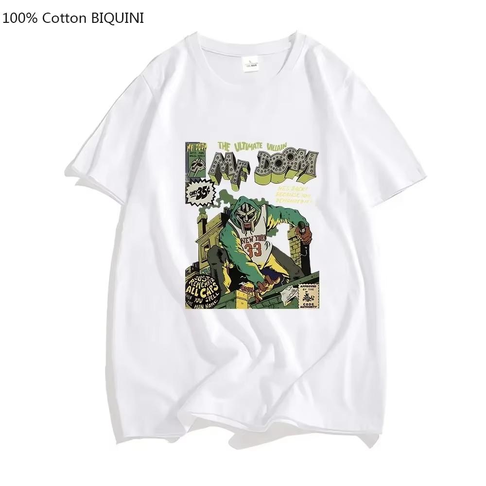 MF DOOM The Masked Man Фэнтезийные футболки Мужские модные футболки с американским аниме 100% хлопок Футболки Four Seasons Повседневный красивый топ