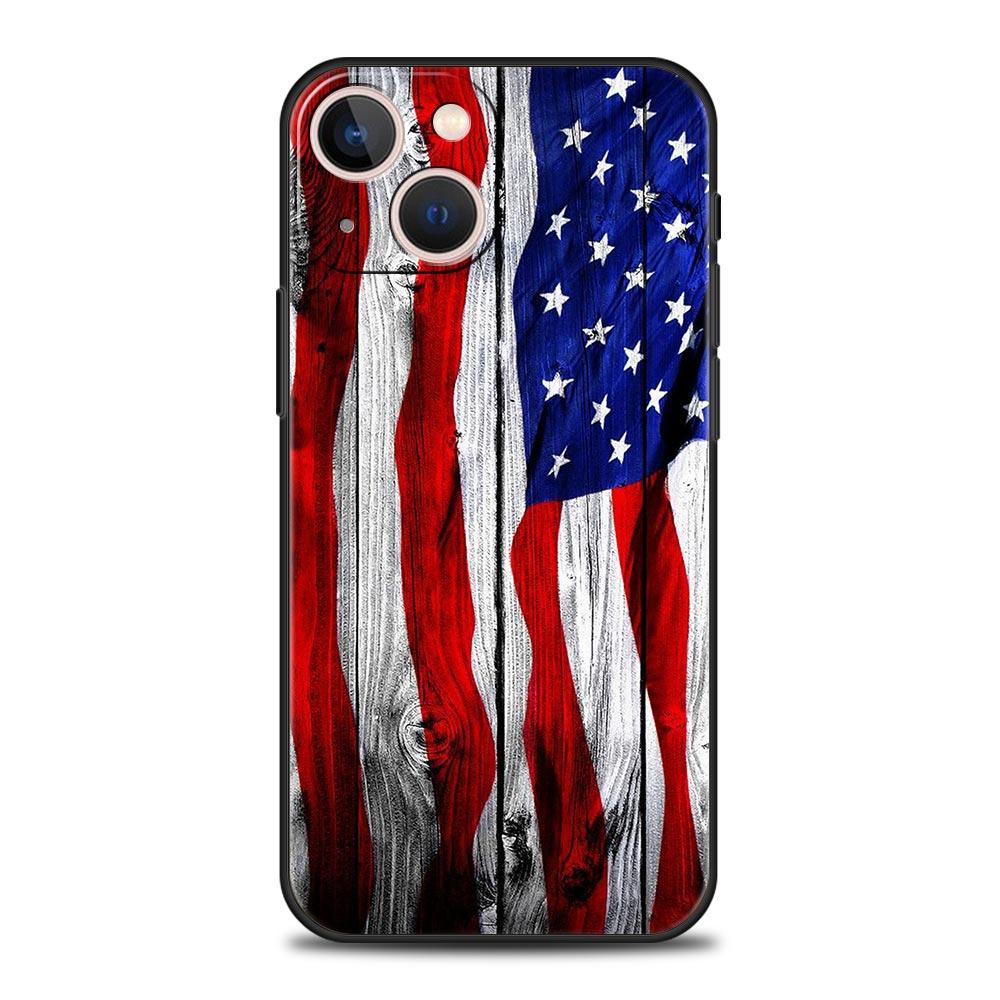 Американский флаг США Чехол для телефона iPhone 17 16 15 Pro Max 11 12 13 14 7 8 Plus SE 2020 X XR XS Мягкий Черный
