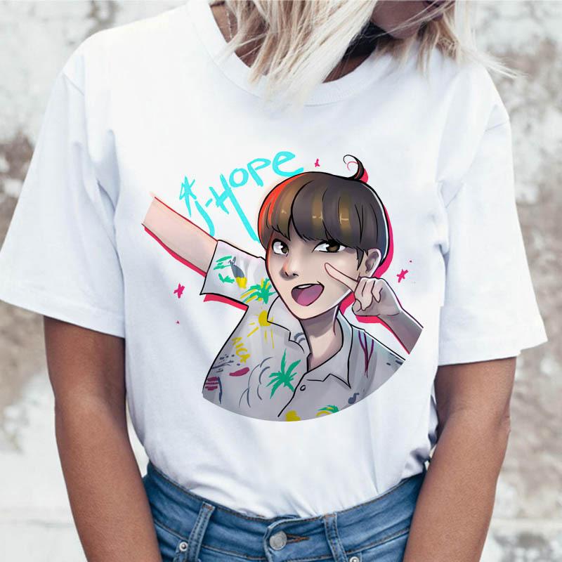 JIN SUGA J HOPE Women JIMIN V JUNGKOOK Top Kpop T Shirt Korean Pop Music Group Short Sleeve Shirt Funny Graphic Female Tee K-pop