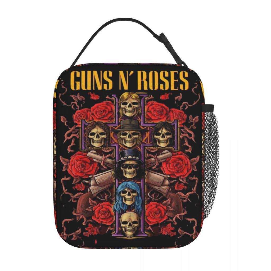 Guns N Roses Банда Ланч-сумка Ретро Ланч-бокс Школьный Портативный Термо-ланч-сумки Графическая Сумка-холодильник