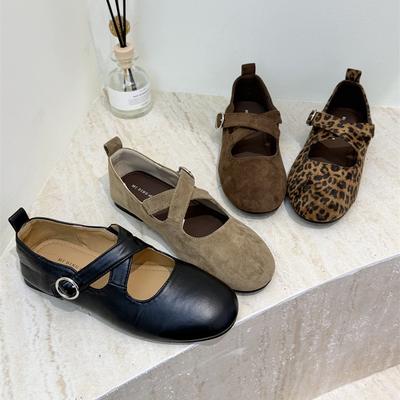 Балетки с перекрестными ремешками женские 2025 новые туфли на плоской подошве с мягкой подошвой леопардовый принт туфли Мэри Джейн туфли-бини французские