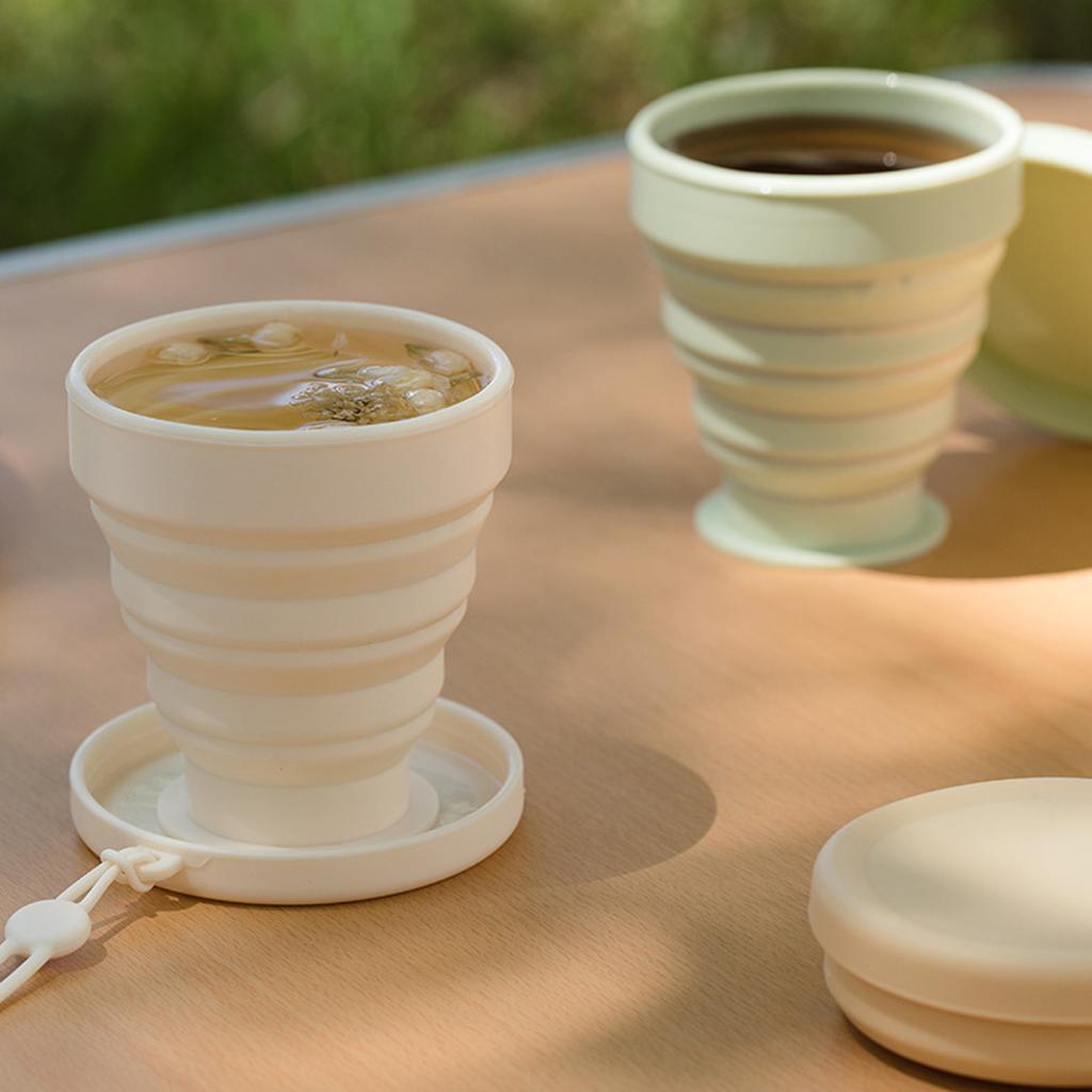 Складная силиконовая кружка для воды Leeseph с крышкой, складная дорожная кофейная кружка, многоразовые переносные кружки для кемпинга и путешествий