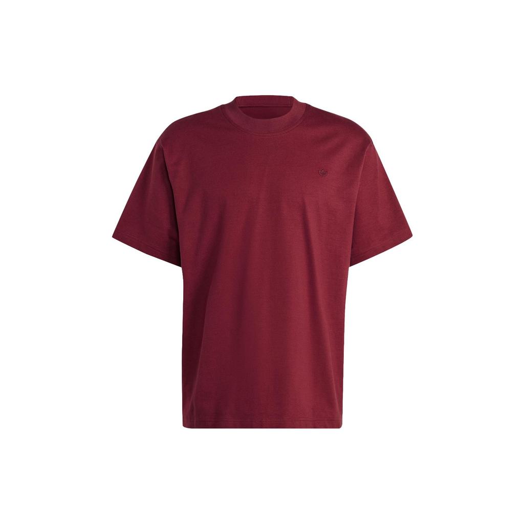 Adidas T Shirts Men's Dark Red Crew Neck Moderate Straight Fit IB9472
