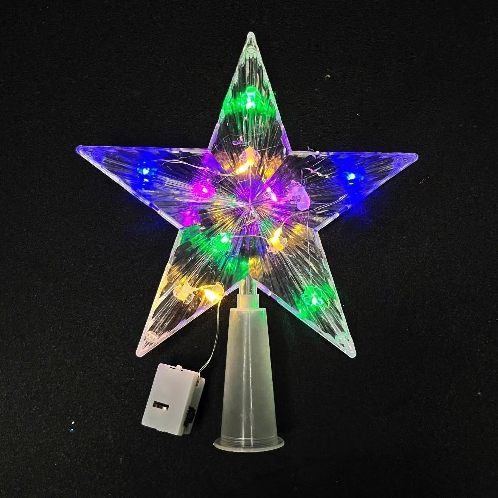 Lighted Star Christmas Tree Ornament Plastic Light Up Props Creative Christmas Tree Topper