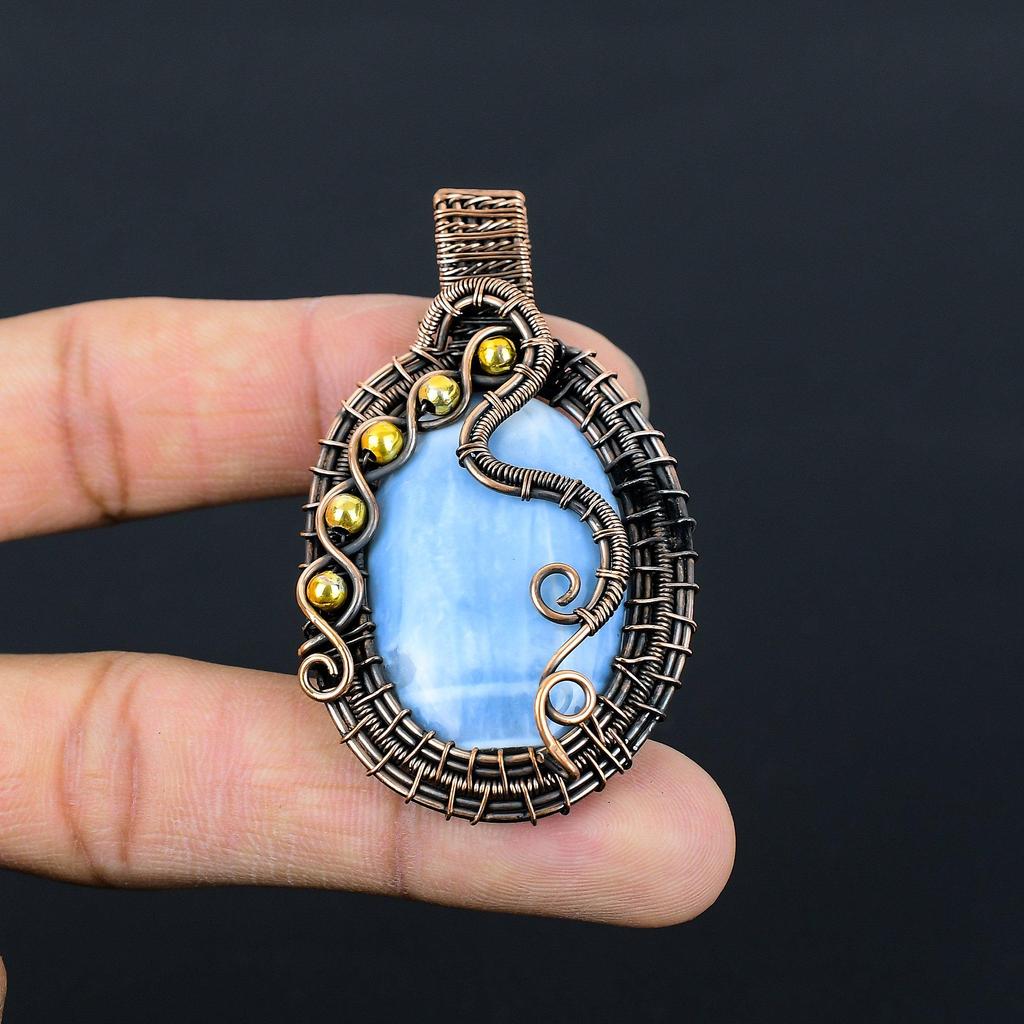 Owyhee опал драгоценный камень чистая медная проволока обернутая подвеска ручной работы ювелирные изделия для подарка