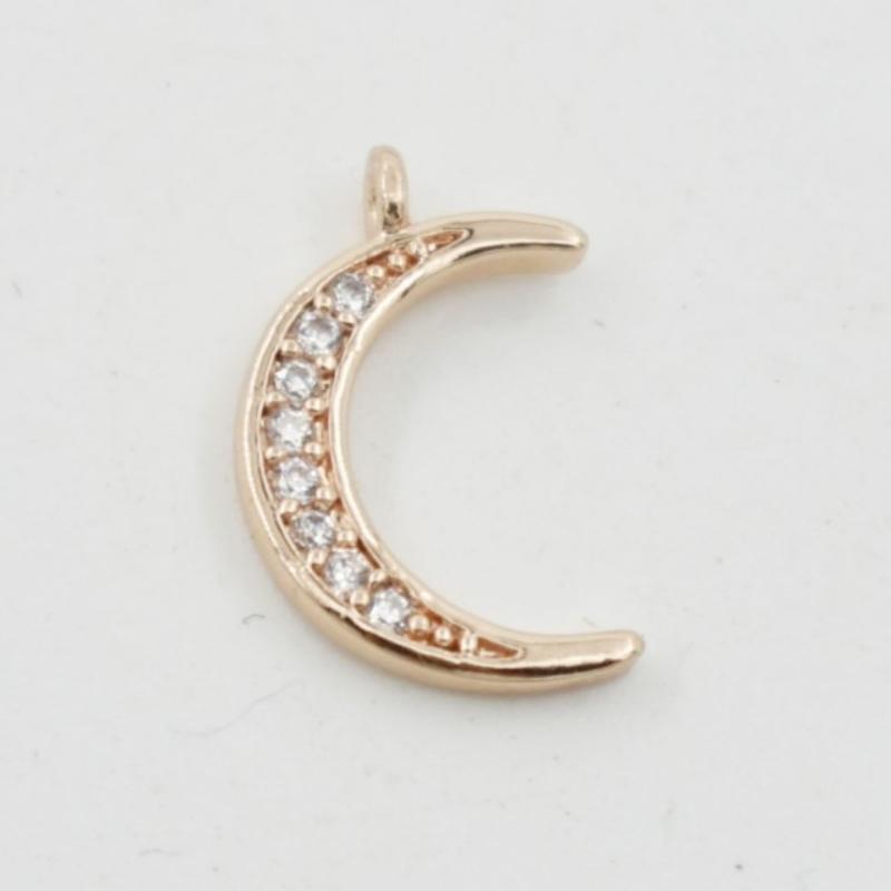 10 Pcs/lot Cute Moon Pendant Micro Inlaid Zircon Accessories DIY Bracelet Necklace Charms for Jewelry Making