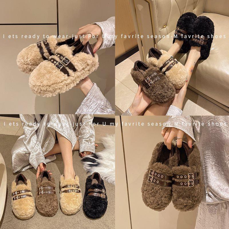 Cotton Shoes Mao Mao Shoes Mary Jane Autumn and Winter French Super Fire Outside a Pedal Children 2025 New Doudou Sole Wear Thick