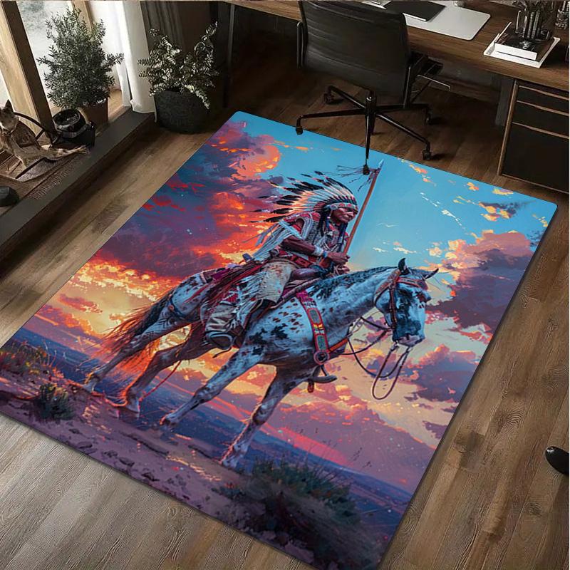 1Pc Native American Rug - Home carpet Office Decorative Carpet For Living Room Bedroom Door Mat Floor Rug Computer Chair Area Rug