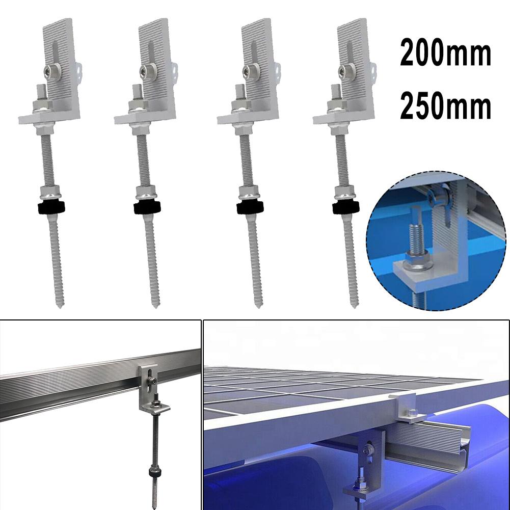 Brackets Pole Screws for sliver Solar Screw Trapezoidal PV Roof Fixture Sheet Metal 200/250mm Aluminium Alloy Brackets