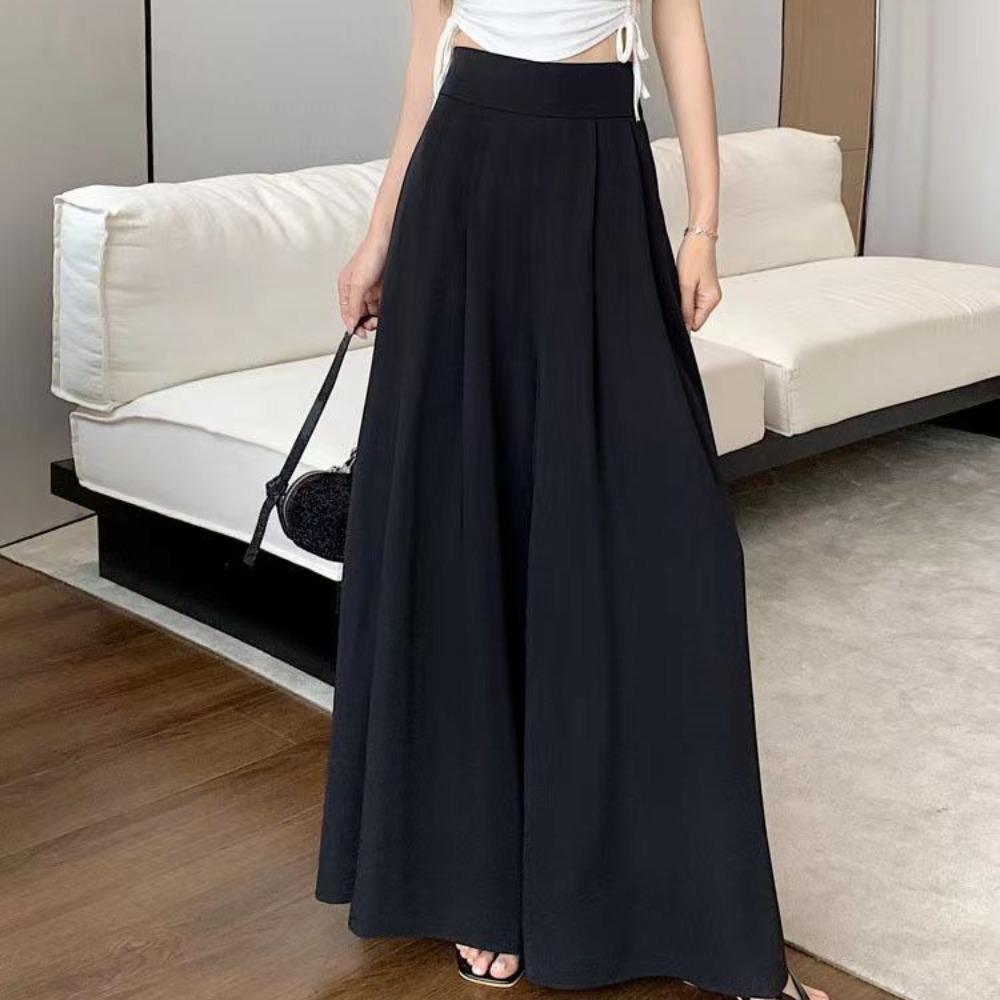 Большие широкие брюки с высокой талией, плиссированные брюки-кюлоты, простые женские шаровары, женские