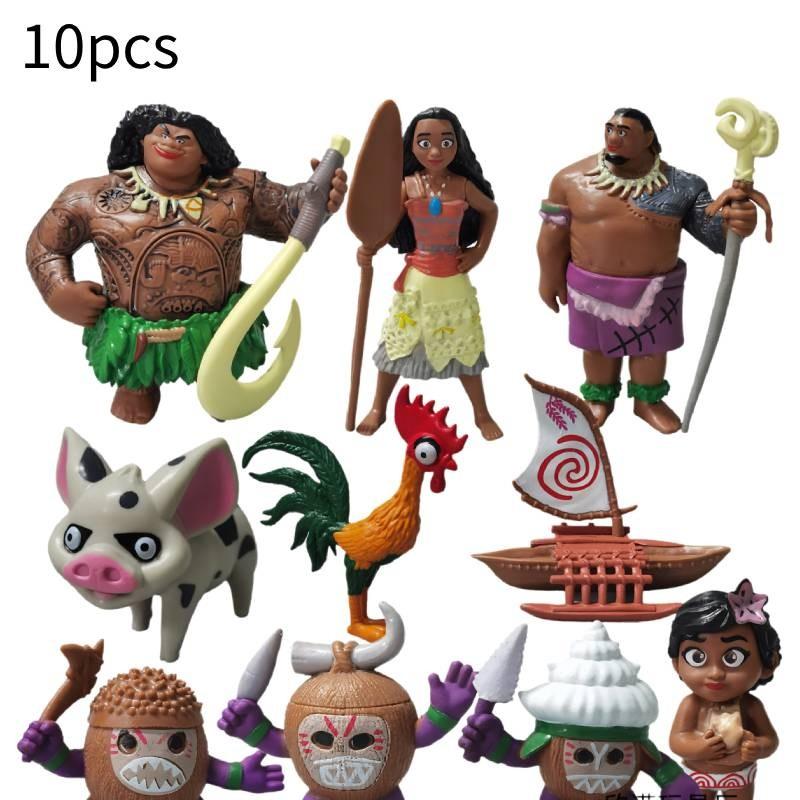 10pcs Figurine Moana Anime Statuary Cake Ornament Christmas Gifts Garnish Toys