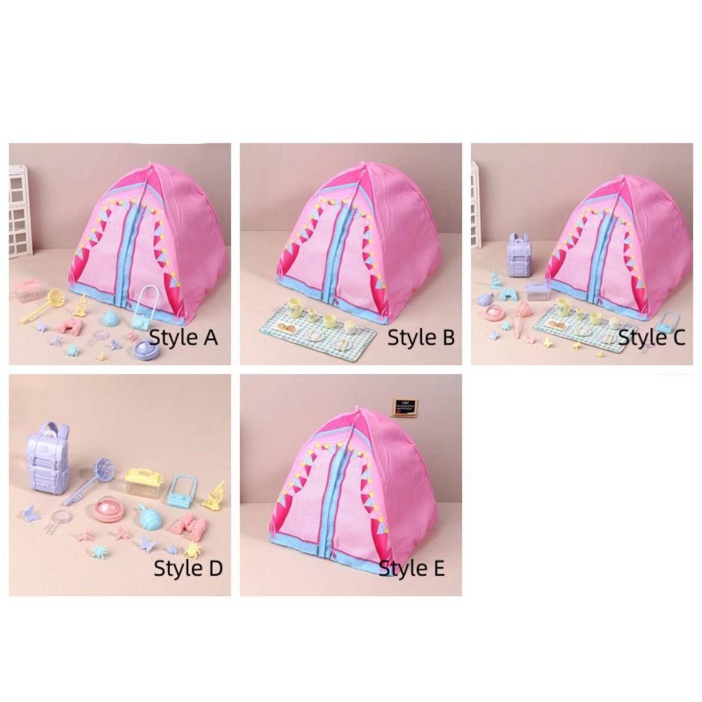 Simulated Doll Camping Kit Micro Scene Doll Mini Tent Doll Accessories Dollhouse Tent 1/12 Scale