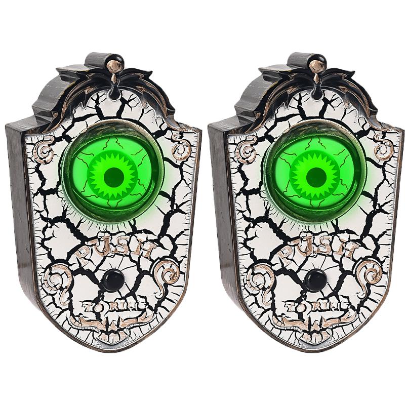 Halloween Scary One Eyed Doorbell with Sound and Light Up Eyeball Halloween Haunted House Prop Party Decoration Spooky Accessory