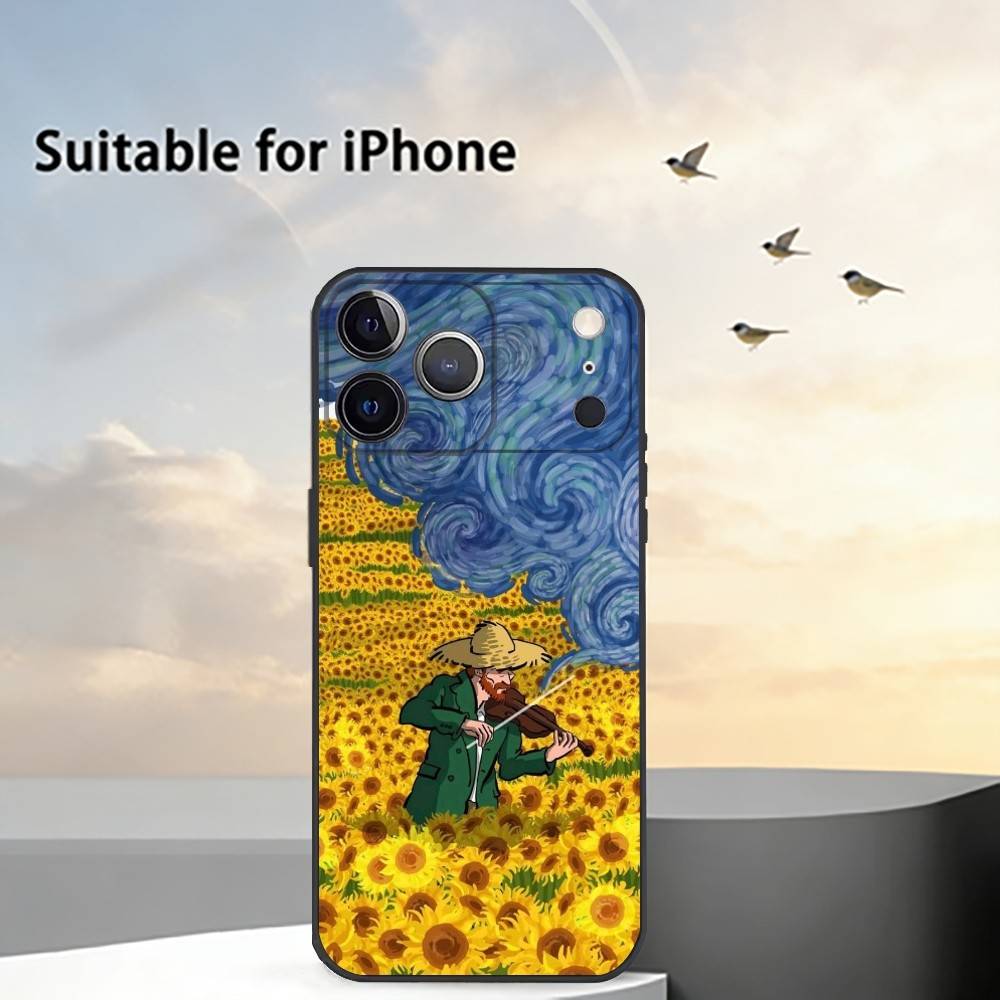 Эстетичный арт-принт Чехол для телефона для iPhone 17, 16, 15, 14, 13, 12, 11 Plus, Pro Max, Другие Мягкий черный чехол