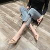 Small Heel Single Shoes Women's 2025 Spring New Metal Buckle Small Fresh Internet Celebrity Professional Pointed Thin Heel High Heels