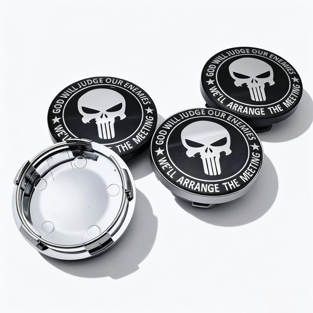 4pcs Skull Logo Emblem Badge Car Wheel Center Caps OD 58MM ID 54MM Wheels Hub Cap Rim Hubcaps Dust Cover Replace Car Accessories