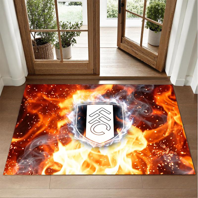 Fulham Football Design Crystal Velvet Rug Soft Decorative Mat for Bedroom Entrance