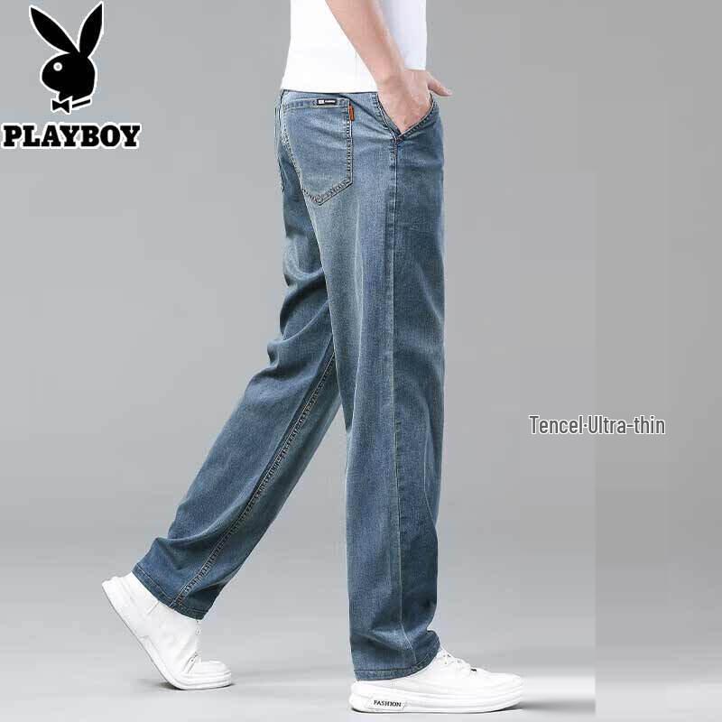PLAYBOY Мужские охлаждающие джинсы из тенселя свободного прямого кроя
