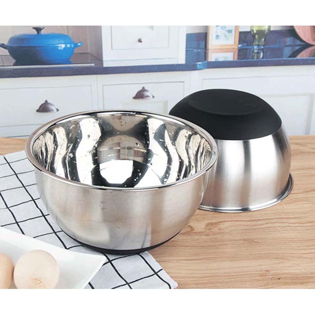 Extra Deep Stainless Steel Mixing Bowl Ergonomic Rounded Lip Stable Flat Base for Cake Batter Cookie Dough Marinating 20Cm Fruit