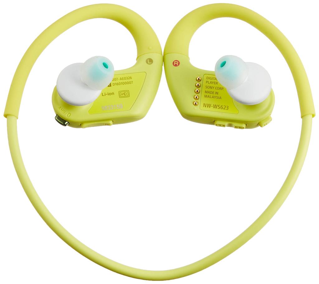 Sony Walkman Серия W со встроенным спортивным MP3-плеером 4 ГБ, устойчивый к холоду, жаре и внешним звукам, цвет лайм, наушники NW-WS623, Bluetooth,