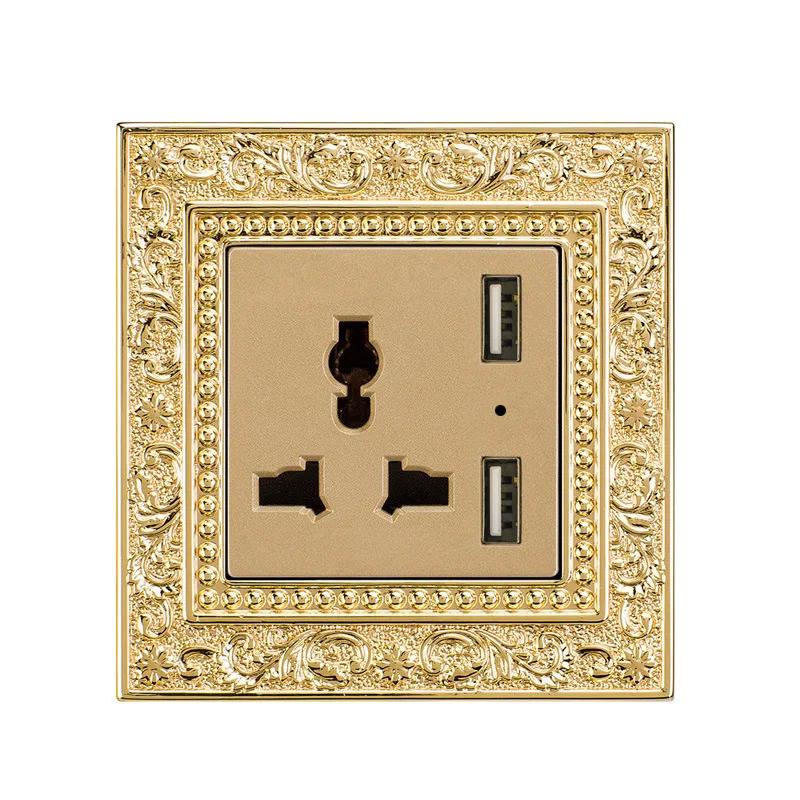 Роскошный винтажный кнопочный переключатель 1/2/3/Gang 2Way, стандартная медная настенная розетка ЕС-Франции, универсальный выключатель света для дома, розетка