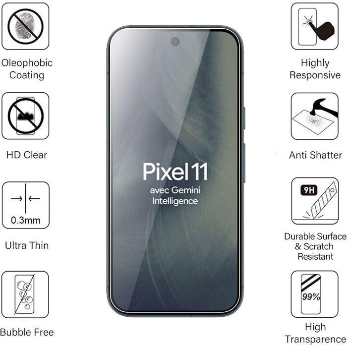 2 Verres Trempés et 2 Vitres Caméra pour Google Pixel 11, Protection Anti-Rayure Transparent