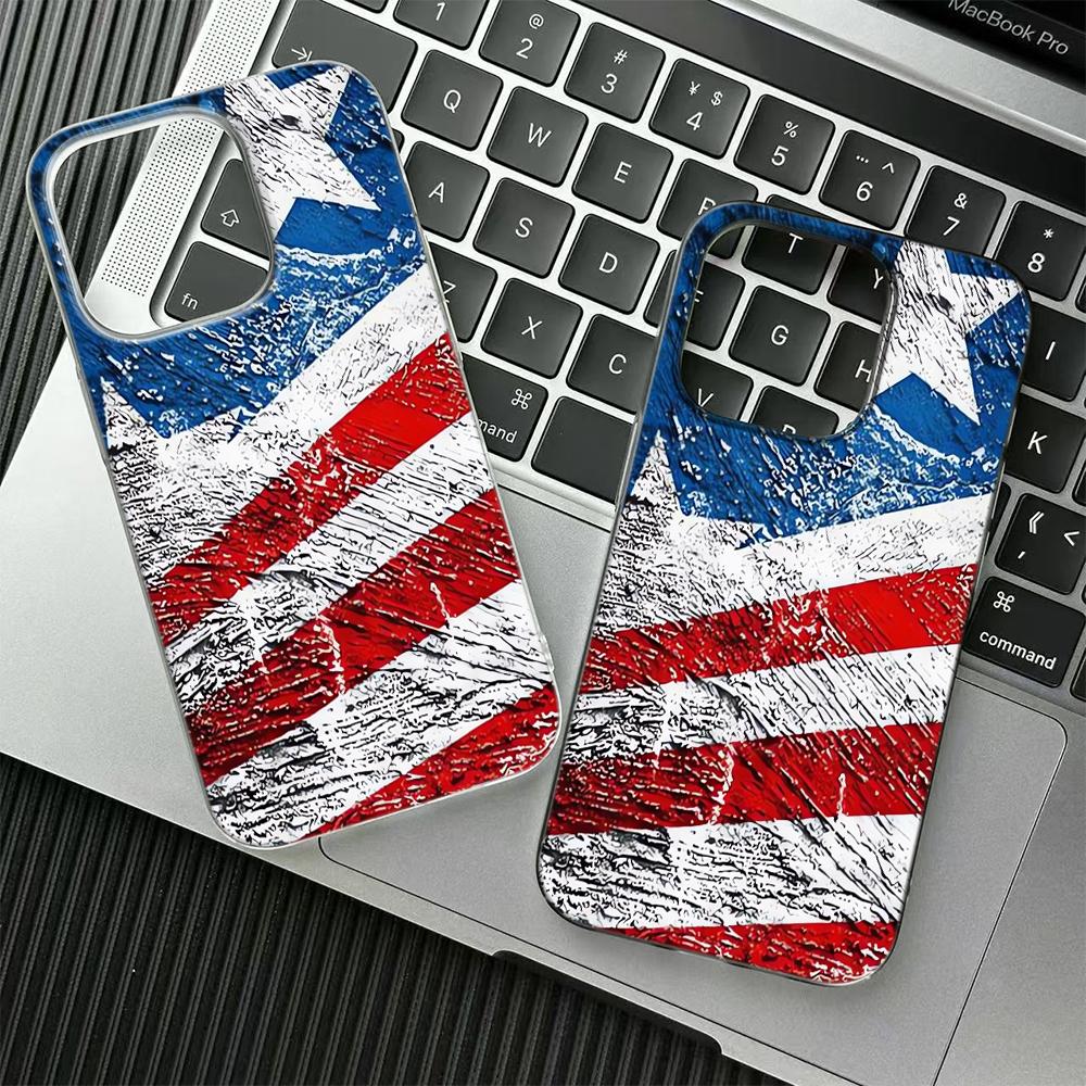Чехол с флагом США ко Дню независимости для iPhone 17 16 15 14 Plus 13 12 11 Pro Max Модный чехол из ТПУ с блестками и в винтажном стиле