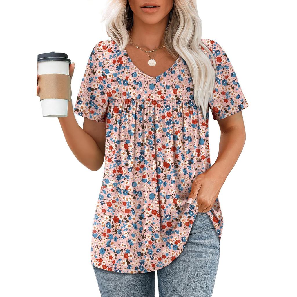 Женское платье с V-образным вырезом, летнее платье с плиссированной резинкой на талии, А-силуэтное платье