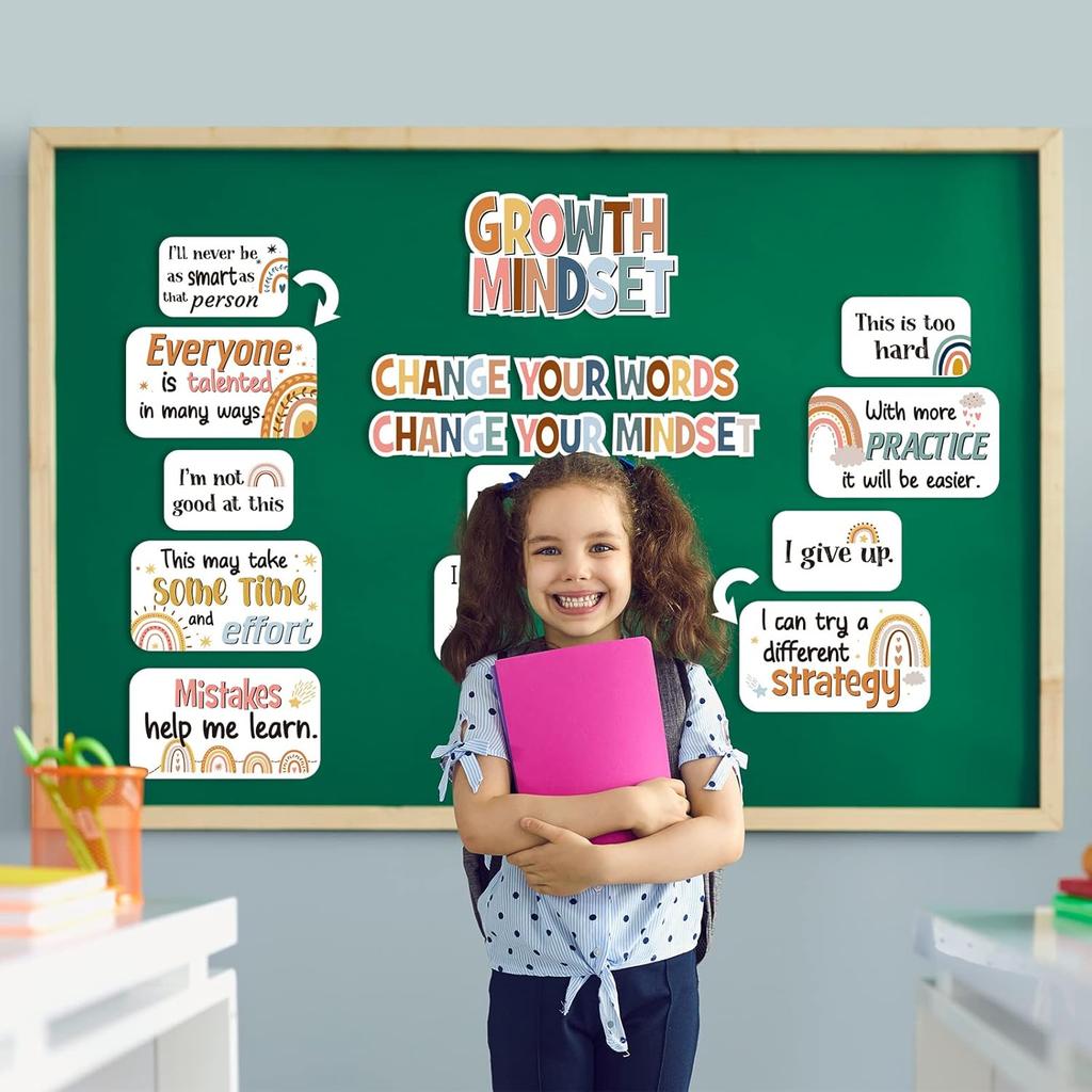 Pajean 37 шт. Набор для классной доски «Радуга» Мотивационная классная доска Позитивные настенные декорации Плакаты «Вдохновляющий образ мышления»