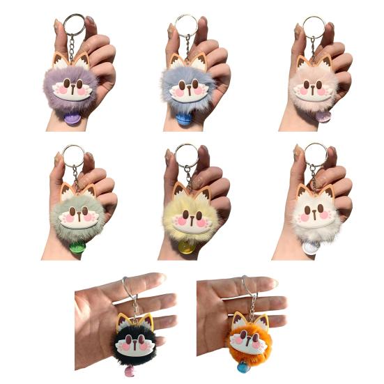Брелок-подвеска с колокольчиком Лисий Меховой Лицевой Розовые Следы Лап Мягкий Плюшевый Брелок Сумки Рюкзаки Декоративные Аксессуары