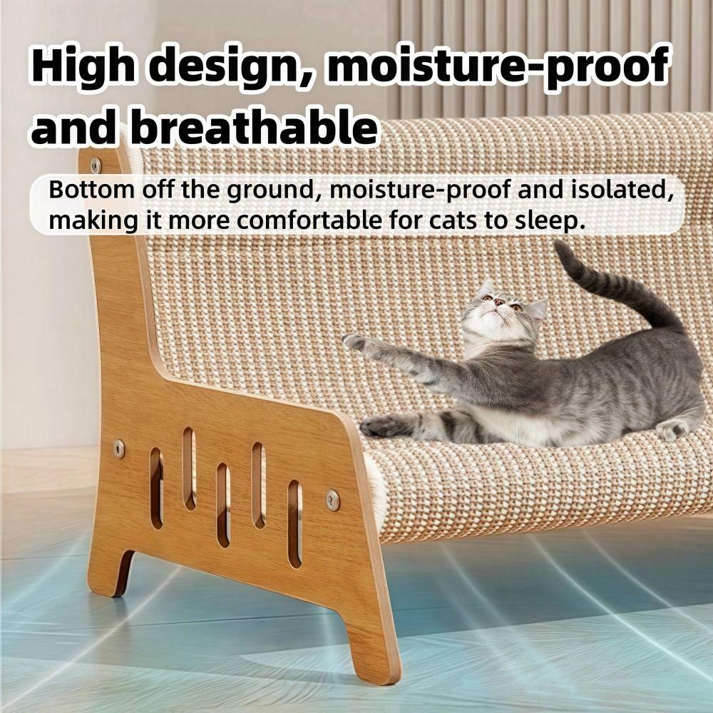 Веселое кресло-игрушка для кошек 3 в 1, встроенное джутовое одеяло, лежанка для кошек, деревянный износостойкий кошачий диван для игр/сна кошки