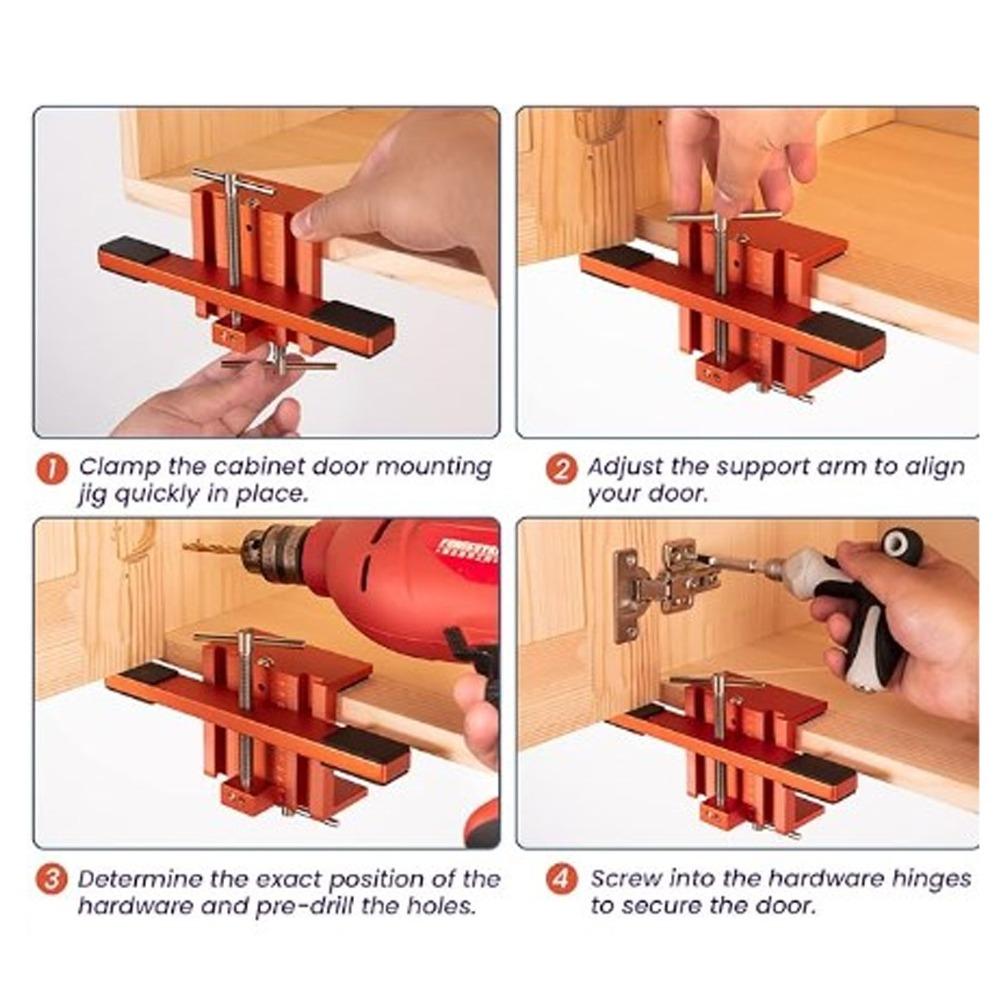 Aluminum Alloy Hardware Jig Tool Adjustable Door Hinge Jig Universal Door Mounting Jig Woodworking