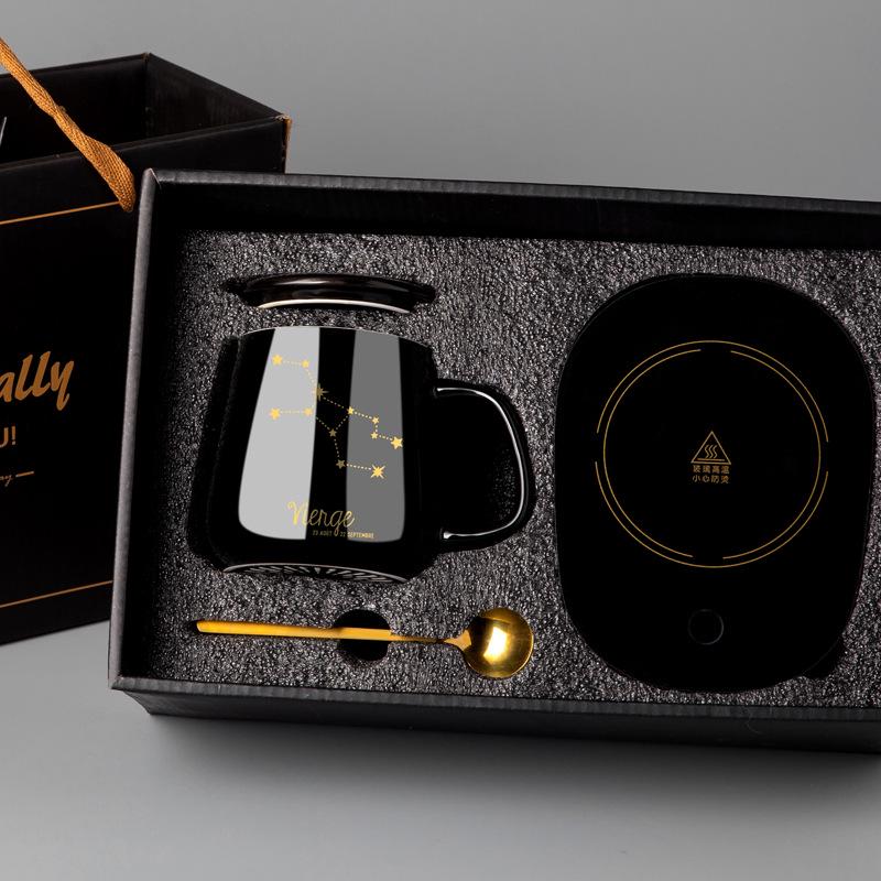 Персонализированная керамическая кружка для кофе с крышкой и ложкой - Праздничный дизайн для пар
