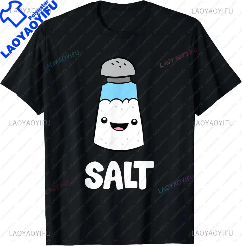 Salt Costume Matching Pepper and Salt Couple T-Shirt Casual Streetwear Fashion Hip Hop Tshirt Kawaii Cartoon Y2k Tees