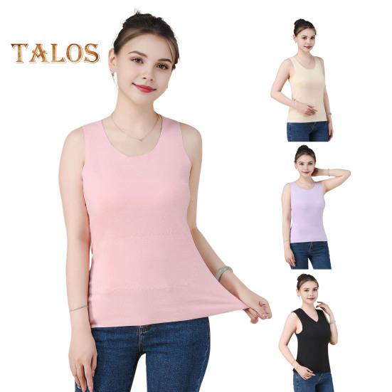 Зимний женский терможилет бесшовный двухсторонний плюшевый быстро фиксирующийся на температуре круглый вырез облегающий эластичный безрукавный внутренний костюм майка