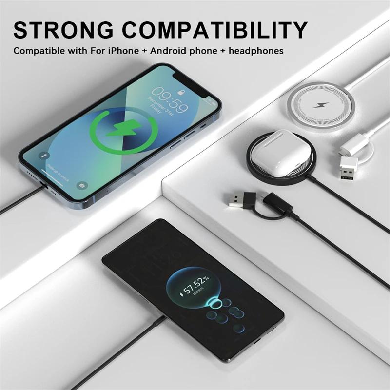 30 Вт магнитное беспроводное зарядное устройство для iPhone 15 11 12 13 14 Pro Max USB Type C быстрая зарядка для Samsung S22 S23 Ultra Plus зарядное устройство