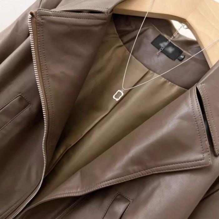 Шикарная и модная байкерская куртка из искусственной кожи - короткая осенняя верхняя одежда для женщин