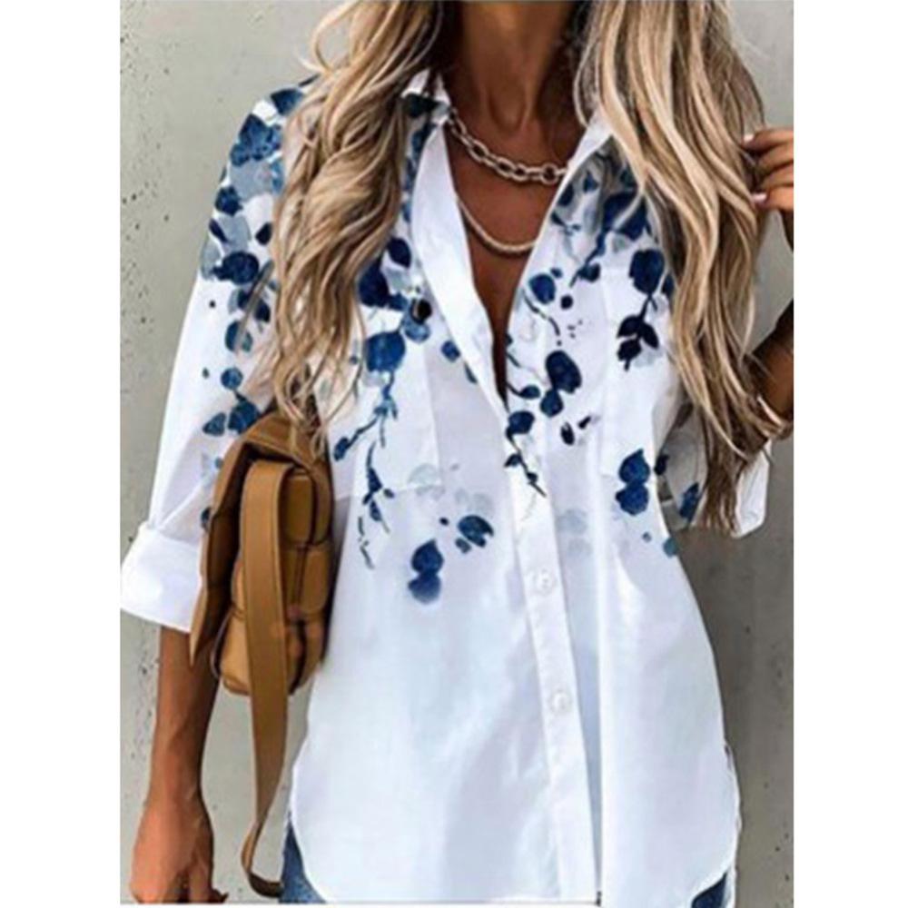 Цветочный принт рубашки с длинным рукавом модные женские рубашки и блузки на пуговицах повседневные праздничные рубашки туники