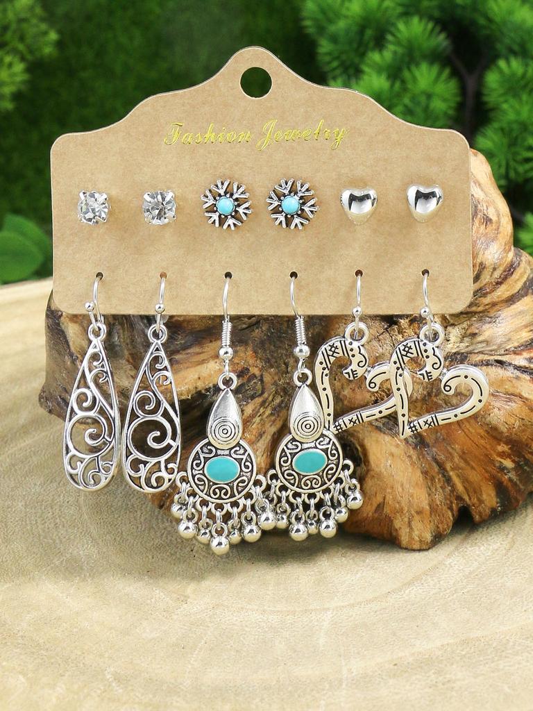 Vintage Boho Geometric Dangle Earrings for Women Ethnic Drop Earrings Jhumka Zircon Gift Ear Studs and Earrings Integrated