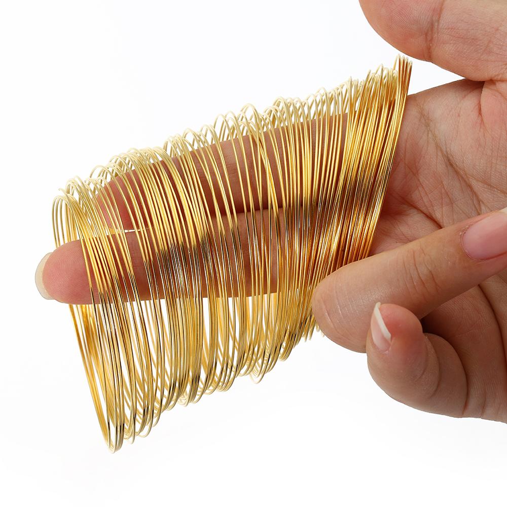 100 Loops Gold Steel Color Memory Wire 60mm Bracelet Bangle Loop 115mm Necklace Collar Hoop for Zircon Making DIY Accessories