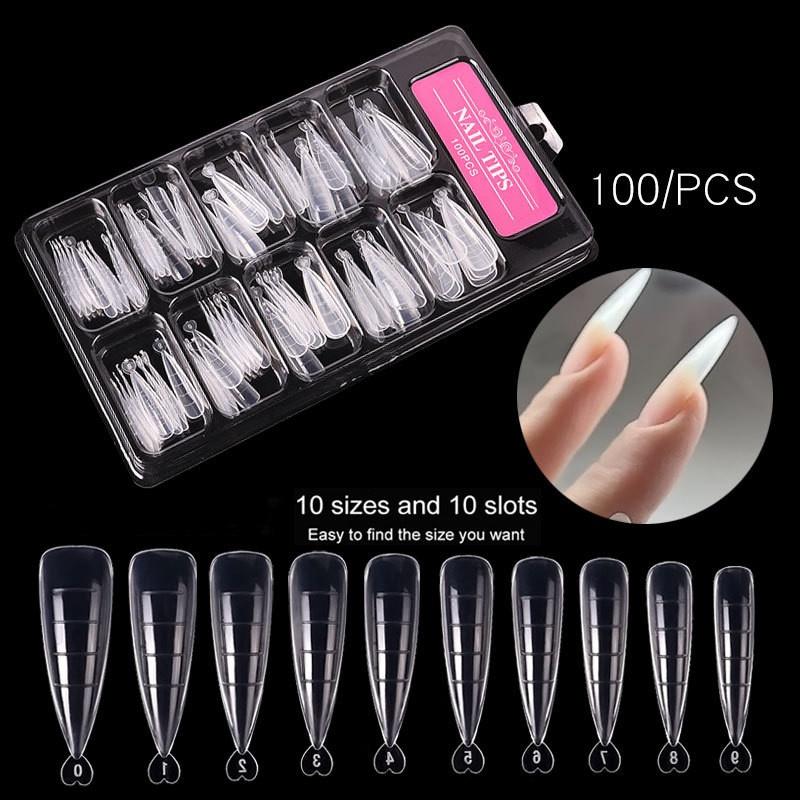 100Pcs/Box Stiletto Nail Mold Tips Nail Dual Forms For Poly Nail Gel Finger Extension Nail Art UV Builder Easy Find Extension Tool