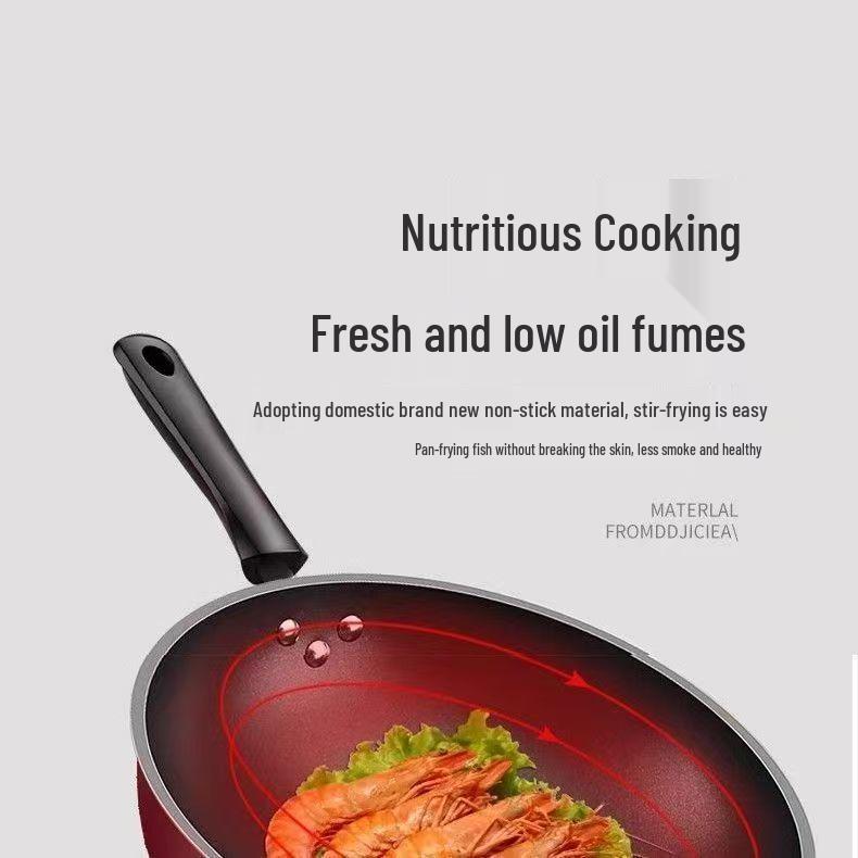 German Crystal Diamond Non-Stick Wok: Oil-Free, Smoke-Free, Induction & Gas Compatible Iron Cookware