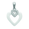 [L5009] - Silver Pendant 'Love' White (ceramic) Rhodium-plated - 15x14 Mm