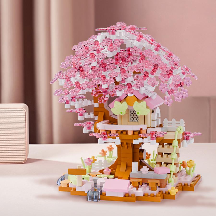 Четыре Сезона Дом Сакуры Конструктор Микрочастицы Кирпичики Игра Сборка Игрушки Для Детей Взрослых Креативное Украшение